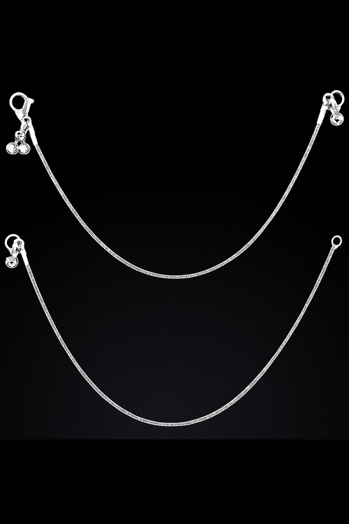 Silver Accessory Chains – Lobster Clasp with Ring & Charm (2-Pack)